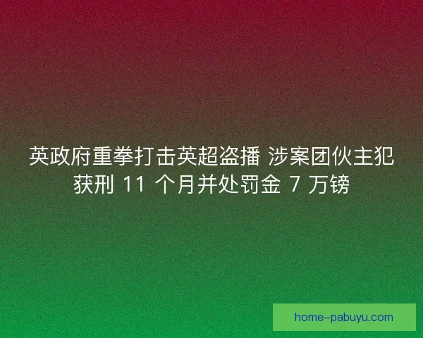 英政府重拳打击英超盗播 涉案团伙主犯获刑 11 个月并处罚金 7 万镑