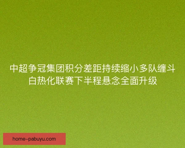 中超争冠集团积分差距持续缩小多队缠斗白热化联赛下半程悬念全面升级