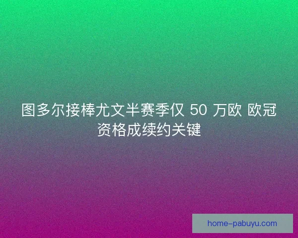 图多尔接棒尤文半赛季仅 50 万欧 欧冠资格成续约关键