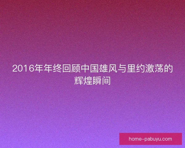 2016年年终回顾中国雄风与里约激荡的辉煌瞬间 2016年年终回顾中国雄风与里约激荡的辉煌瞬间