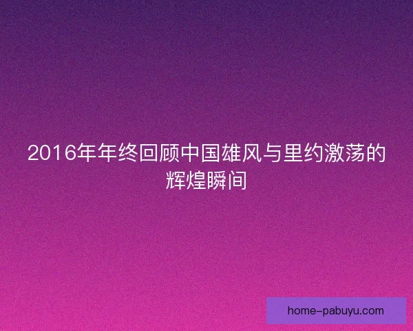 2016年年终回顾中国雄风与里约激荡的辉煌瞬间