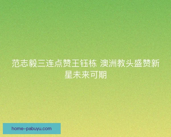 范志毅三连点赞王钰栋 澳洲教头盛赞新星未来可期